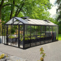 Serre de jardin Zeus Comfort 15,7m² en alu noir et vitrage combiné - Vitavia
