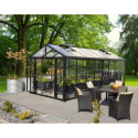 Serre de jardin Zeus Comfort 15,7m² en alu noir et vitrage combiné - Vitavia
