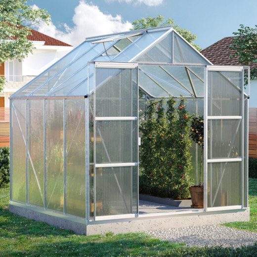 Serre de jardin Uranus 6,7m² en alu anodisé et panneaux de PC 6mm - Vitavia