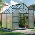 Serre de jardin Uranus 6,7m² en alu émeraude et panneaux de PC 4mm - Vitavia