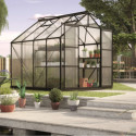 Serre de jardin Uranus 6,7m² en alu noir et panneaux de PC 4mm - Vitavia