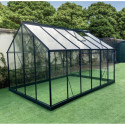 Serre de jardin 8,88m² en aluminium anthracite et verre trempé 4mm - Green Protect