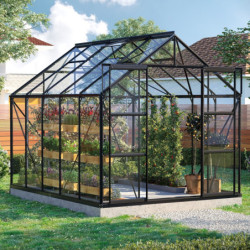 Serre de jardin Uranus 8,3m² en alu noir et verre de sécurité 3mm - Vitavia