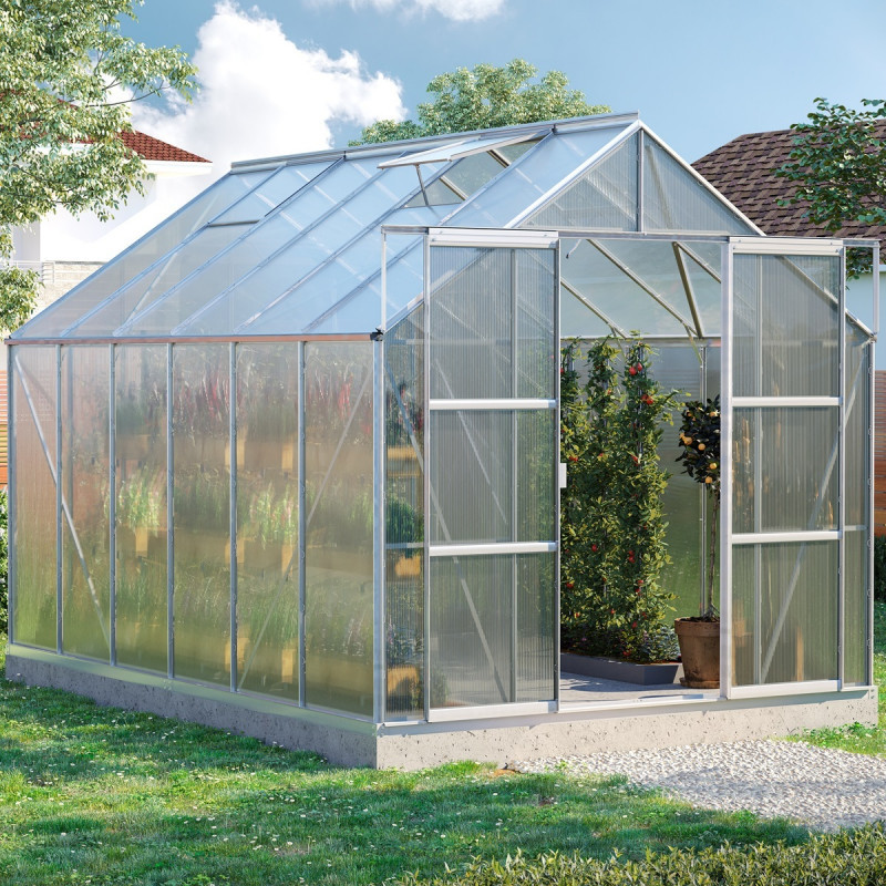 Serre de jardin Uranus 9,9m² en alu anodisé et panneaux de PC 4mm - Vitavia