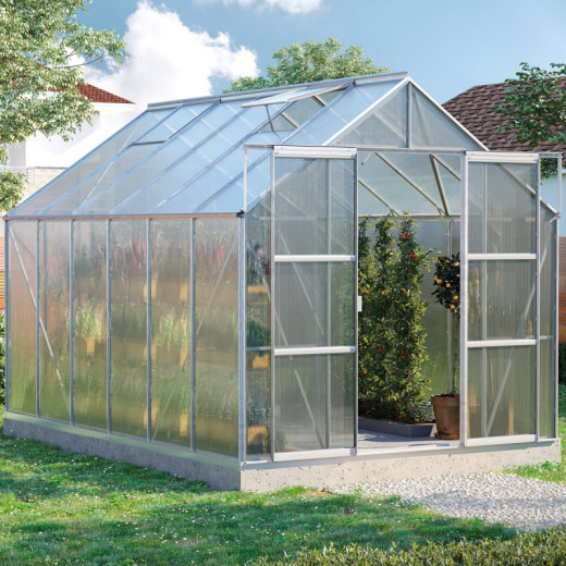 Serre de jardin Uranus 9,9m² en alu anodisé et panneaux de PC 4mm - Vitavia