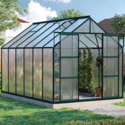 Serre de jardin Uranus 9,9m² en alu émeraude et panneaux de PC 6mm - Vitavia