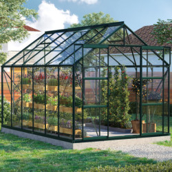 Serre de jardin Uranus 9,9m² en alu émeraude et verre de sécurité 3mm - Vitavia