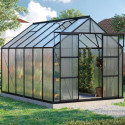 Serre de jardin Uranus 9,9m² en alu noir et panneaux de PC 4mm - Vitavia