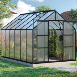 Serre de jardin Uranus 9,9m² en alu noir et panneaux de PC 4mm - Vitavia