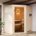Sauna traditionnel d'angle FAURIN - poêle 9KW ctrl externe - Karibu