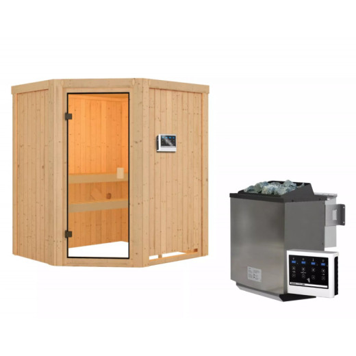 Sauna traditionnel d'angle FAURIN - poêle Easy Bio 9000W - Karibu