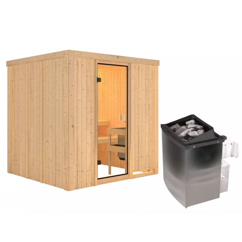Sauna traditionnel Tromsö - poêle 9KW ctrl intégré - Karibu