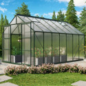 Serre de jardin Uranus 11,5m² en alu émeraude et panneaux de PC 4mm - Vitavia
