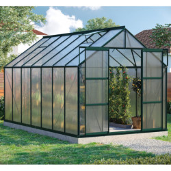 Serre de jardin Uranus 11,5m² en alu émeraude et panneaux de PC 6mm - Vitavia