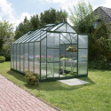 Serre de jardin Uranus 11,5m² en alu émeraude et panneaux de PC 6mm - Vitavia