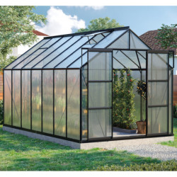Serre de jardin Uranus 11,5m² en alu noir et panneaux de PC 6mm - Vitavia