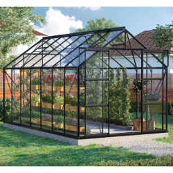 Serre de jardin Uranus 11,5m² en alu noir et verre de sécurité 3mm - Vitavia