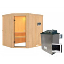 Sauna traditionnel d'angle BODO - poêle 9KW ctrl externe - Karibu