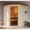 Sauna traditionnel d'angle BODO - poêle 9KW ctrl externe - Karibu