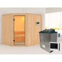 Sauna traditionnel d'angle BODO - poêle 9KW ctrl externe - Karibu