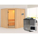 Sauna traditionnel d'angle BODO - poêle Easy Bio 9000W - Karibu