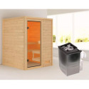 Sauna traditionnel Sandra 2 à 3 places 38mm - poêle 9KW ctrl intégré - sans couronne lumineuse - Woodfeeling