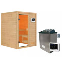 Sauna traditionnel Sandra 2 à 3 places 38mm - poêle 9KW ctrl externe - sans couronne lumineuse - Woodfeeling