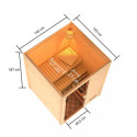 Sauna traditionnel Sandra 2 à 3 places 38mm - poêle 9KW ctrl externe - sans couronne lumineuse - Woodfeeling