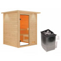 Sauna traditionnel Sandra 2 à 3 places 38mm - poêle 9KW ctrl intégré - couronne lumineuse - Woodfeeling