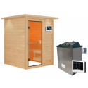 Sauna traditionnel Sandra 2 à 3 places 38mm - poêle 9KW ctrl externe - couronne lumineuse - Woodfeeling