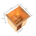 Sauna traditionnel Sandra 2 à 3 places 38mm - poêle 9KW ctrl externe - couronne lumineuse - Woodfeeling