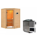 Sauna traditionnel d’angle Antonia 2 à 3 places 38mm - poêle Easy Bio 9000W - sans couronne lumineuse - Woodfeeling