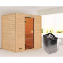 	Sauna traditionnel Selena 2 à 3 places 38mm - poêle 9KW ctrl intégré - sans couronne lumineuse - Woodfeeling