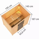 	Sauna traditionnel Selena 2 à 3 places 38mm - poêle 9KW ctrl intégré - sans couronne lumineuse - Woodfeeling