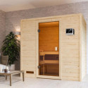 Sauna traditionnel Selena 2 à 3 places 38mm - poêle 9KW ctrl externe - sans couronne lumineuse - Woodfeeling