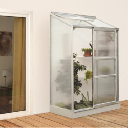 Serre adossée Ida 0,9m² en aluminium anodisé et panneaux PC 4mm - Vitavia