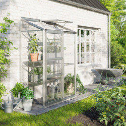 Serre adossée Ida 0,9m² en aluminium anodisé et verre de sécurité 3mm - Vitavia