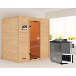 Sauna traditionnel Selena 2 à 3 places 38mm - poêle Easy Bio 9000W - sans couronne lumineuse - Woodfeeling