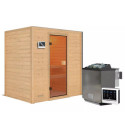 Sauna traditionnel Selena 2 à 3 places 38mm - poêle Easy Bio 9000W - sans couronne lumineuse - Woodfeeling