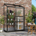Serre adossée Ida 0,9m² en aluminium noir et panneaux PC 4mm - Vitavia