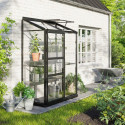 Serre adossée Ida 0,9m² en aluminium noir et verre de sécurité 3mm - Vitavia