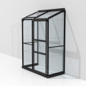 Serre adossée Ida 0,9m² en aluminium noir et verre de sécurité 3mm - Vitavia