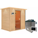 Sauna traditionnel Selena 2 à 3 places 38mm - poêle 9KW ctrl externe - couronne lumineuse - Woodfeeling