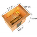 Sauna traditionnel Selena 2 à 3 places 38mm - poêle 9KW ctrl externe - couronne lumineuse - Woodfeeling