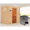 Sauna traditionnel Selena 2 à 3 places 38mm - poêle Easy Bio 9000W - couronne lumineuse - Woodfeeling