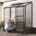 Serre adossée Ida 1,3m² en aluminium émeraude et panneaux PC 4mm - Vitavia