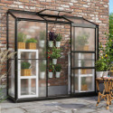 Serre adossée Ida 1,3m² en aluminium noir et panneaux PC 4mm - Vitavia