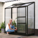 Serre adossée Ida 1,3m² en aluminium noir et panneaux PC 4mm - Vitavia