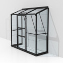 Serre adossée Ida 1,3m² en aluminium noir et verre de sécurité 3mm - Vitavia