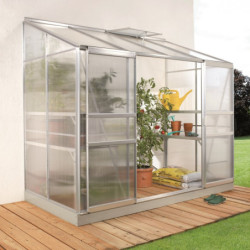 Serre adossée Ida 3,3m² en aluminium anodisé et panneaux PC 4mm - Vitavia